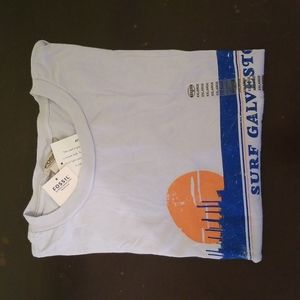 FOSSIL short sleeves, babyblue Tshirt "Surf Galveston" mensize XXL 100% Cotton